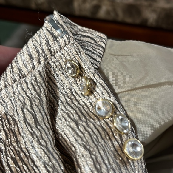 DONNA RICCO Collection Gold Metallic Textured Rhinestone Button Dress NWOT - Picture 12 of 14